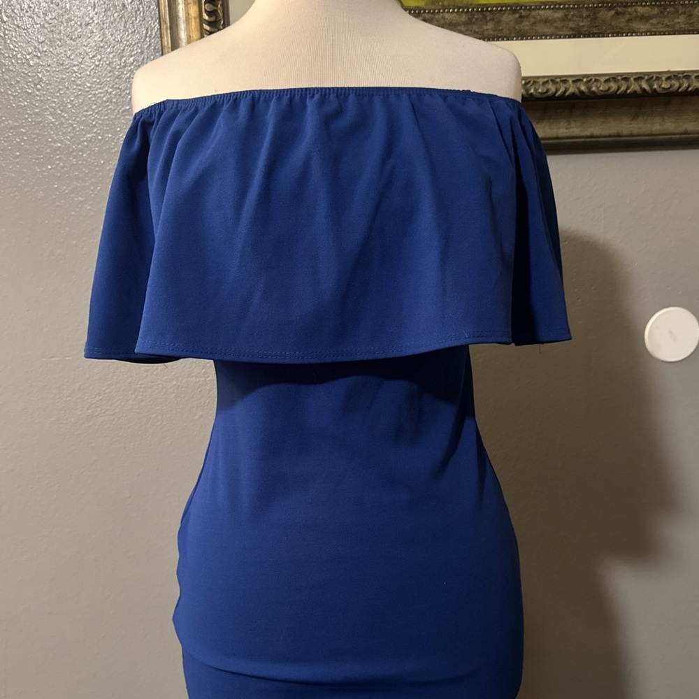 Pinc Strapless Royal Blue Dress